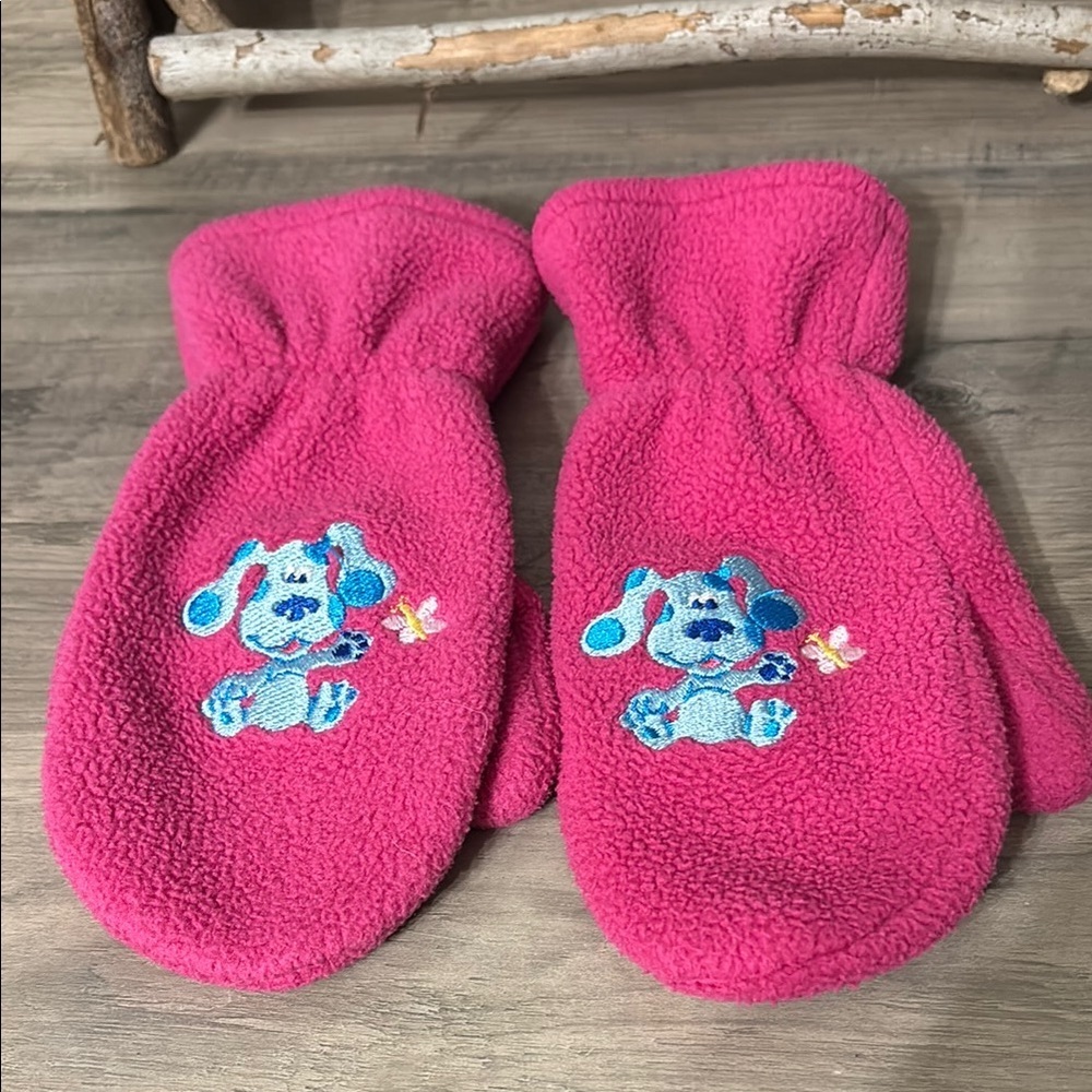 PRE OWNED VINTAGE BLUE'S CLUES KIDS MAGENTA WINTER MITTENS